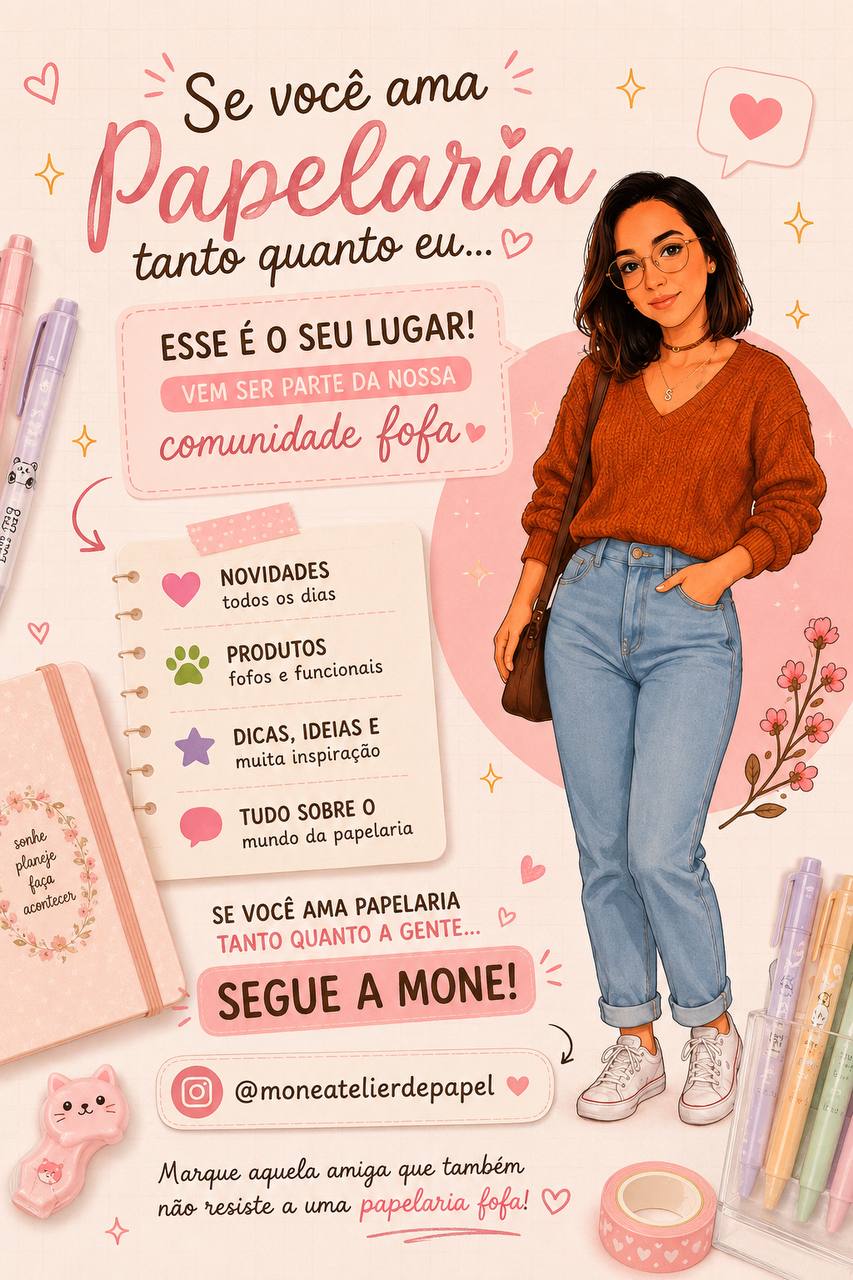 Siga a Mone Atelier de Papel no Instagram @moneatelierdepapel para novidades, dicas e produtos fofos todos os dias